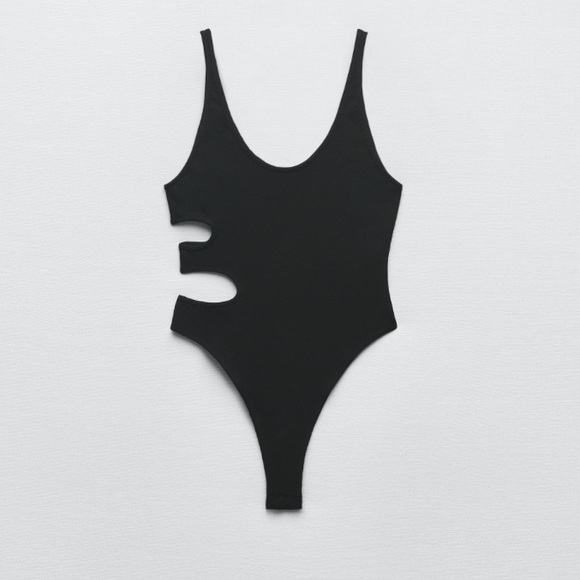 Zara Tops - Zara black side cut out bodysuit, size medium